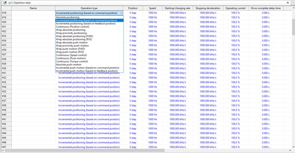 MEXE02 motion profile operation data